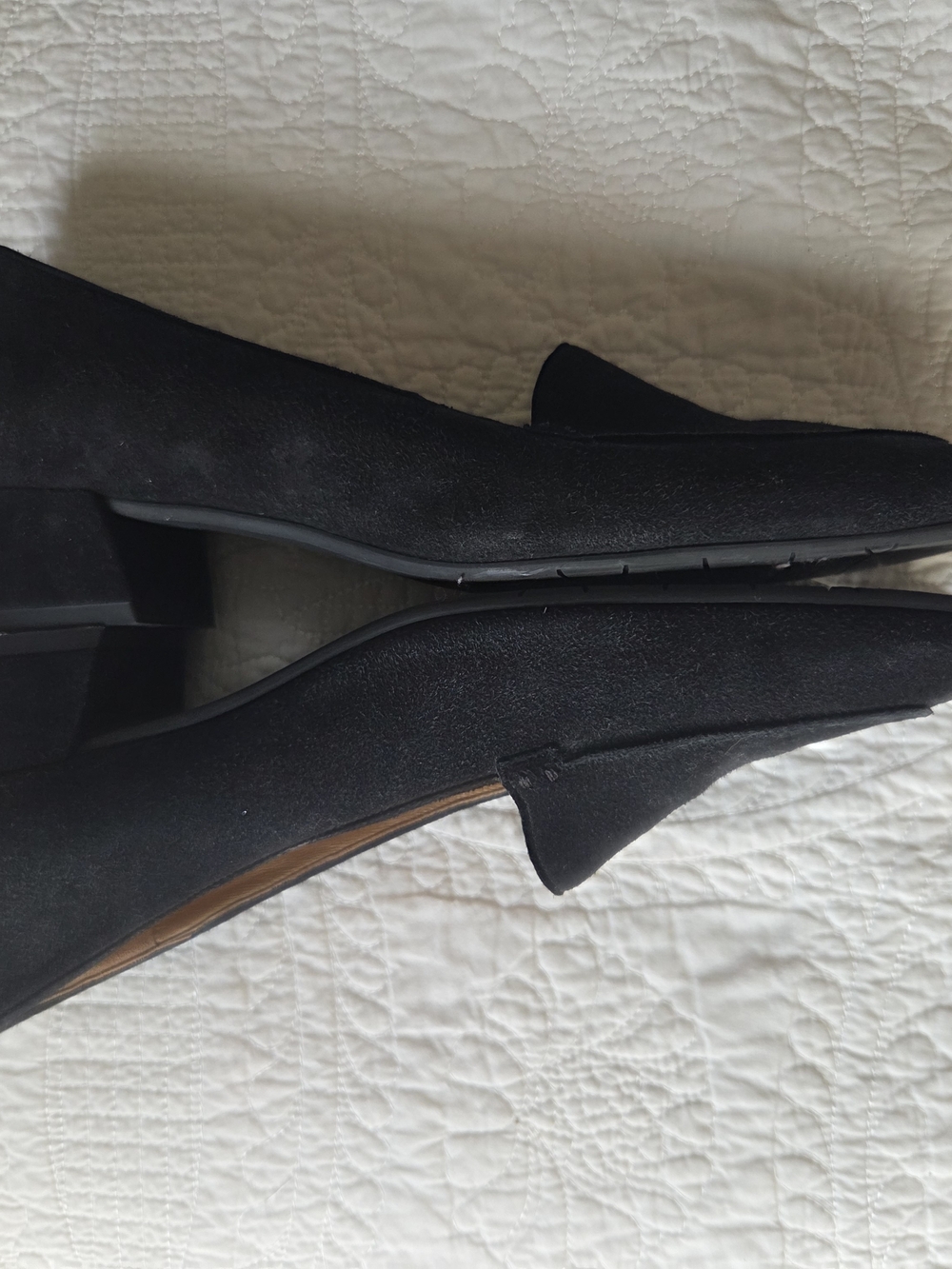 Aquatalia Suede Loafer Pump Low Block Heel - Picture 9 of 9